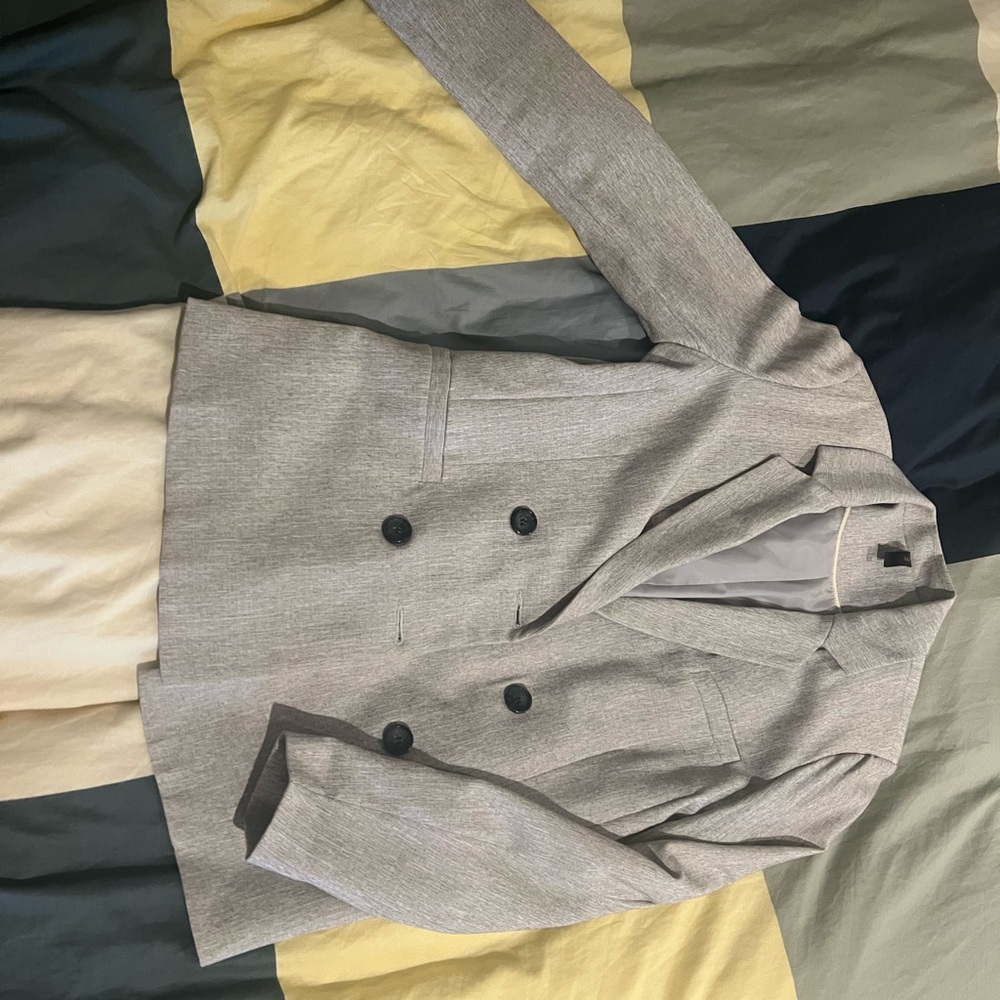Gray Double-Breasted Blazer